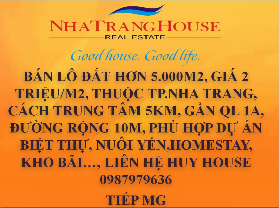 Bán  lô đất hơn 5.000m2 giá rẻ  2 triệu/m2 thuộc TP. Nha Trang  LH:0987979636